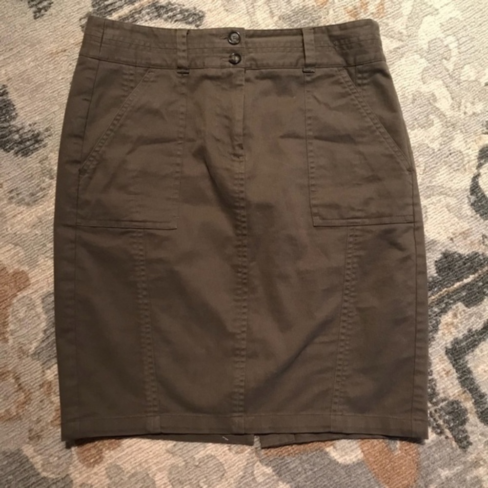 LOFT Army Green Pencil Skirt